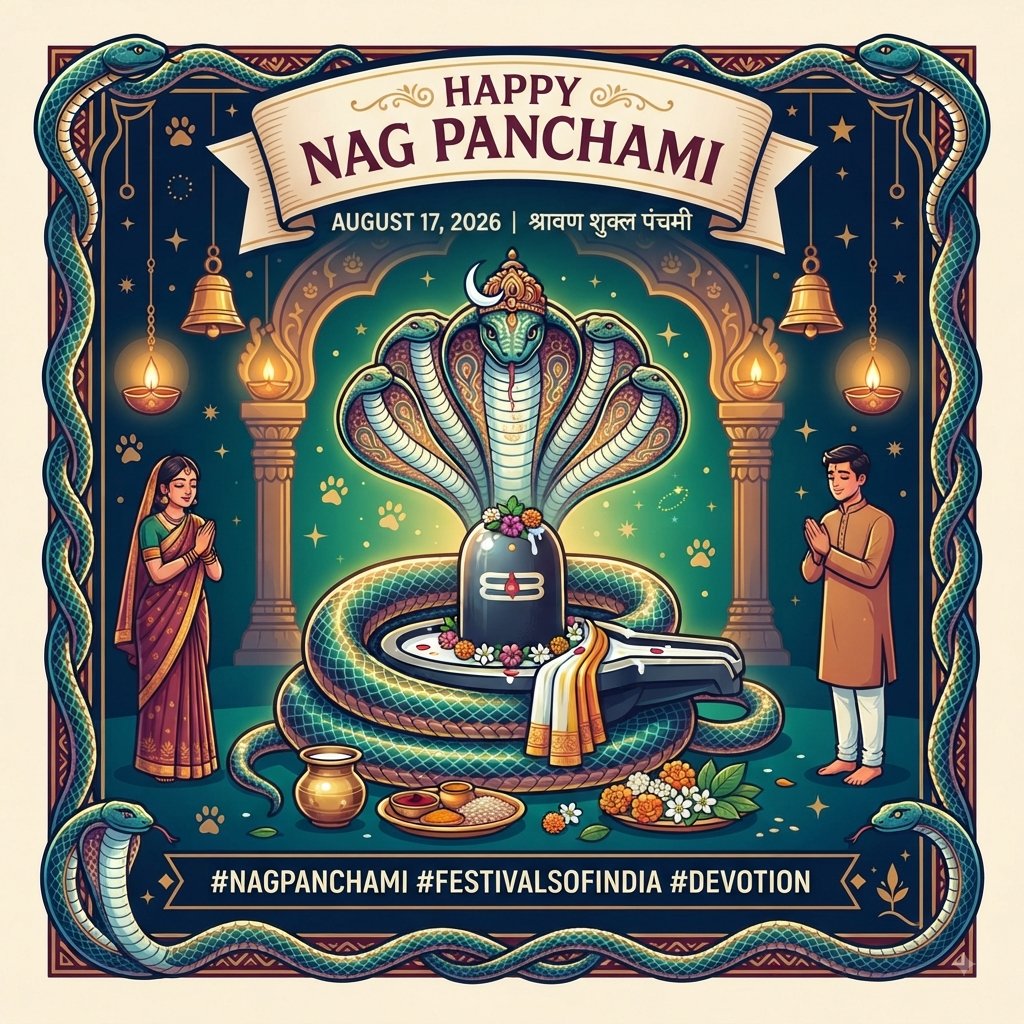 DailyCueX's tweet photo. Happy Nag Panchami! 🐍✨

Today is a traditional festival dedicated to the worship of serpents and nagas.  

Celebrated across India and parts of Nepal, it's a day marked by traditional rituals, prayers, and seeking protection and blessings for the well-being of the family.

Beyond the cultural significance, it’s also a great reminder to appreciate the crucial role these fascinating creatures play in keeping our ecosystems balanced! 🌿

#NagPanchami #FestivalsOfIndia #नागपंचमी