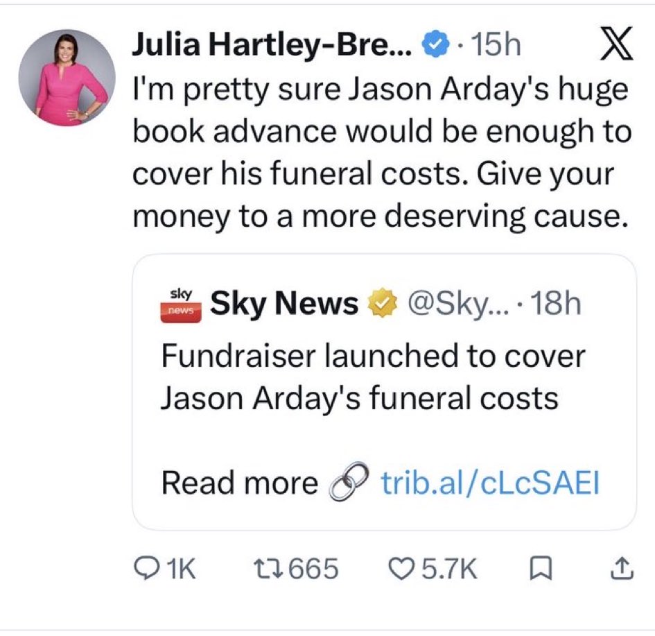 bmay's tweet photo. On and on she goes. There’s a big difference between disliking someone who has just died and wallowing around in their suicide with all the joy and abandon of a baby elephant in its first mud bath. It’s almost celebratory. She honestly isn’t well. What went so wrong for her? 🤷🏻‍♂️ https://t.co/ff03mu9hgL