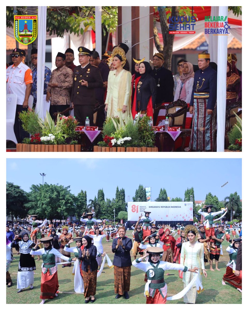 kuduspemkab's tweet photo. Upacara Detik-Detik Proklamasi Kemerdekaan RI Tahun 2026 berlangsung khidmat di Alun-Alun Simpang Tujuh Kudus, Senin (17/8/2026). Bupati Kudus Sam’ani Intakoris bersama Wakil Bupati Bellinda Birton, Ketua TP PKK Kabupaten Kudus Endhah Sam’ani Intakoris, dan jajaran Forkopimda https://t.co/htF3tgqpfG
