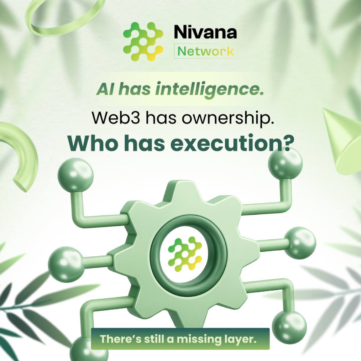 NivanaNetwork's tweet photo. AI has intelligence.
Web3 has ownership.
There’s still a missing layer.

Nivana Network is building the decentralized AI infrastructure that finally connects them, scalable compute, on-chain agents, and verifiable execution.

The missing layer is here.

🌐 https://t.co/ObDKCukZws https://t.co/ok4SUuDalJ