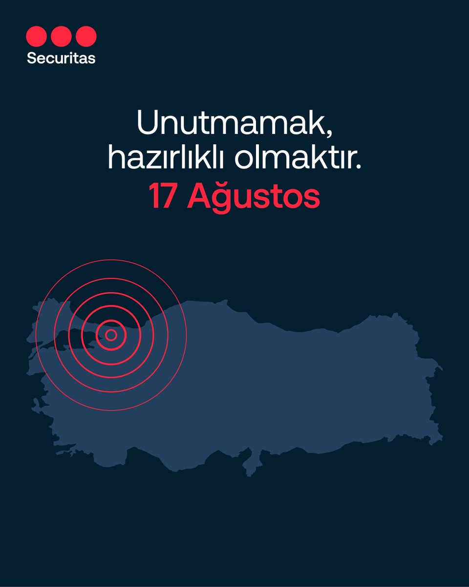 SecuritasTR's tweet photo. 17 Ağustos depreminde kaybettiğimiz canları saygı ve rahmetle anıyoruz.

Afetlere karşı bilinçli, hazırlıklı ve dayanışma içinde hareket etmenin önemini bir kez daha hatırlıyoruz.

#Securitas #SecuritasGüvenlik #17Ağustos https://t.co/AwtRA86WhF