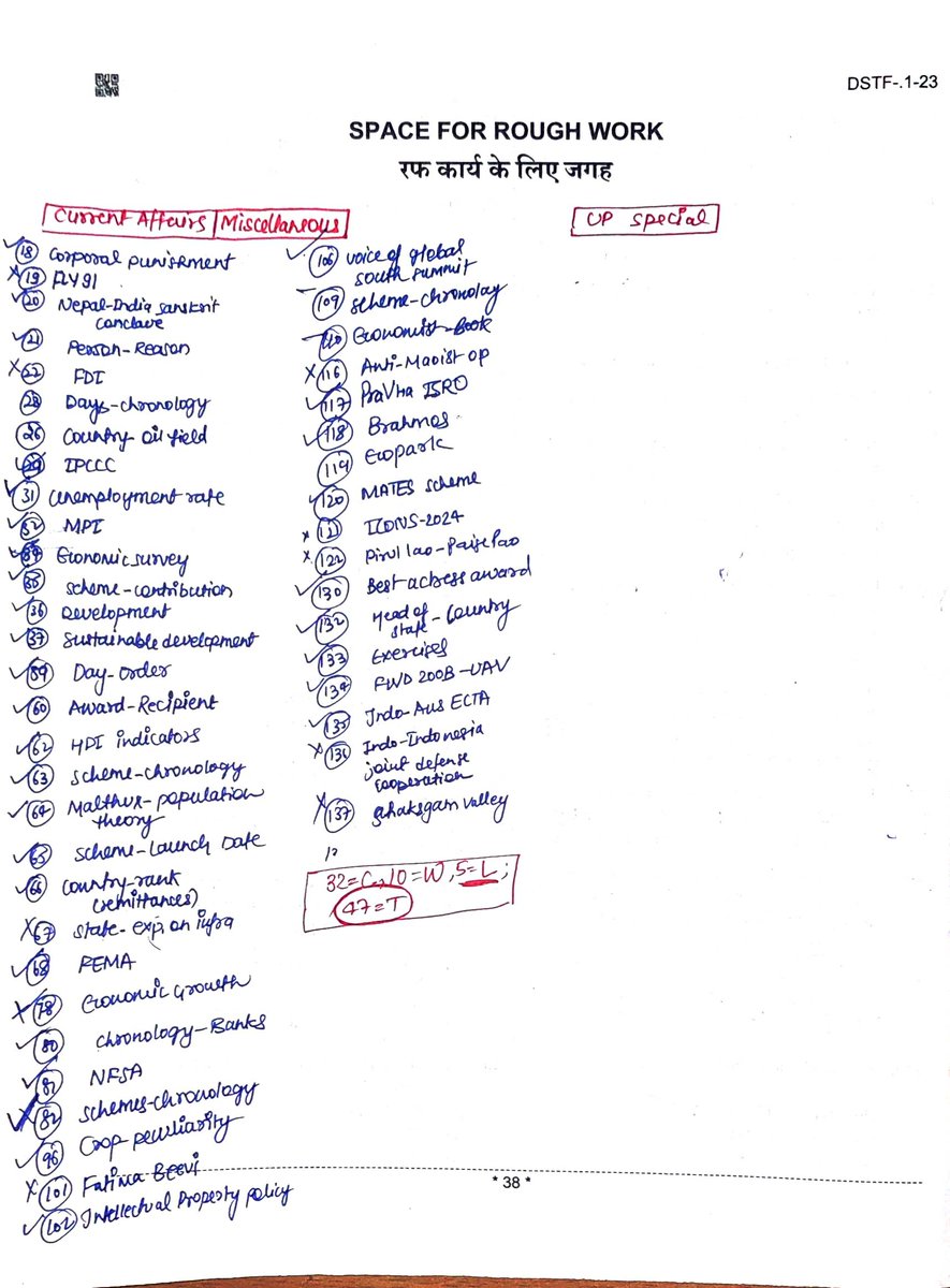 CSE_Clubbers's tweet photo. PYQ Analysis: UP PCS Prelims 

Step-1: Print last 3 years' papers(2025,24,23)
Step-2: Attempt one by one in real time
Step-3: Segregate Qs-Keyword subject-wise at end
Step-4: Calculate Right,Wrong &amp; Left Qs for each subject

Pic: 2024 Paper analysis,attempted by me! https://t.co/gsYUEiALU1