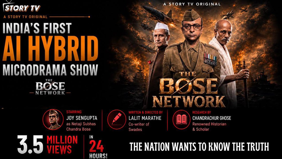 GabbbarSingh's tweet photo. Watching the Bose Files on Story TV. Neta ji won the Congress presidency fairly in 1939, beating Gandhi supported candidate yet he was pushed out within months. And since then we all know how Subhash Chandra Bose was sidelined in the mainstream independence struggle story. This series goes deeper into showing how the Nehru-Gandhi block actively kept him irrelevant. Watch!