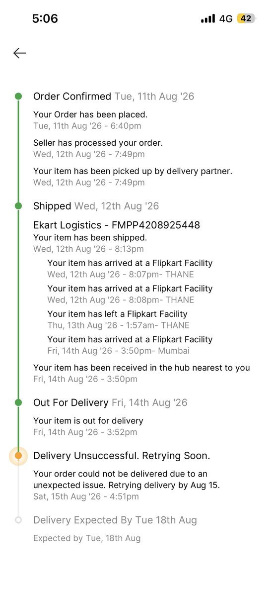 NishithJethwa's tweet photo. Despite countless calls to @Flipkart customer support, they’re not delivering my product and have taken my money. The delivery folks at Versova Ekart are total scam. Pls refund or deliver @flipkartsupport 
@jagograhakjago @MumbaiPolice https://t.co/dFSYtlTqcX
