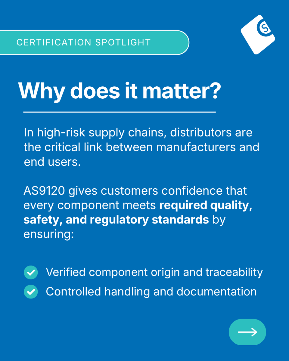 ComponentSense's tweet photo. If you can’t prove where a component came from, you can’t trust it. 

AS9120 exists to stop counterfeit risk in safety-critical supply chains, enforcing rigorous traceability and conformity. 

It’s how we protect every component we supply:🔗 https://t.co/P8uANgcrMY 

#AS9120 https://t.co/uYHPQ8nuiN