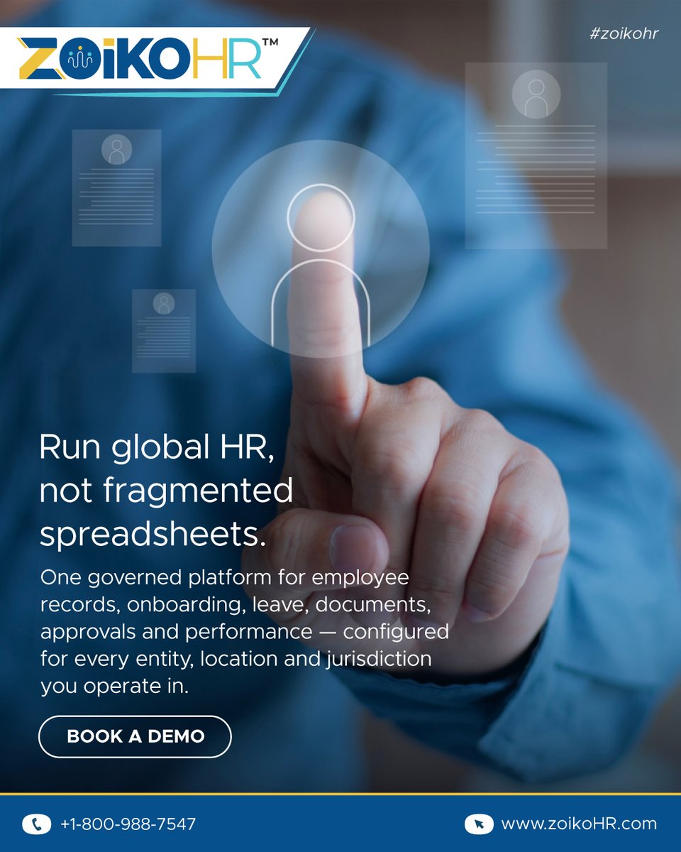 ZoikoHR's tweet photo. 👥#ZOIKOHR — RUN GLOBAL HR. NOT FRAGMENTED SPREADSHEETS.

Manage #employeerecords, #onboarding, #leave, #documents, approvals, &amp; performance from one governed HR platform built for organisations operating across entities, locations, &amp; jurisdictions.🌍💼
🌐 https://t.co/P77WybxvSG https://t.co/UQGrLUQzAJ