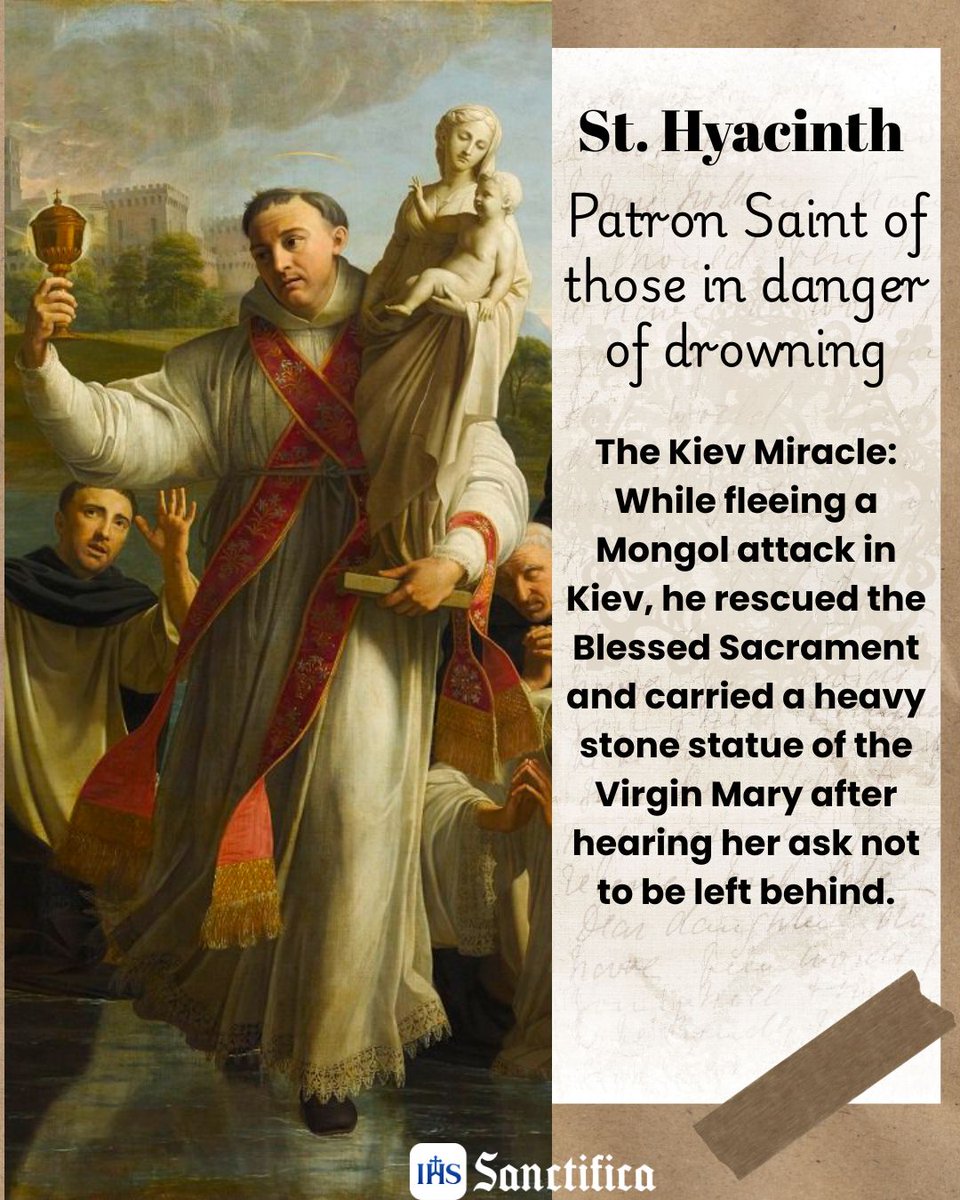 SanctificaApp's tweet photo. St. Hyacinth- Studied in Kraków, Prague, and Bologna, earning a doctorate in sacred studies and canon law. He Met St. Dominic in Rome in 1218 and joined the Dominican Order. St. Hyacinth returned to Poland in 1221 to establish the first Dominican friary and spent decades preaching across Eastern Europe 

Full story on the app
#sanctifica