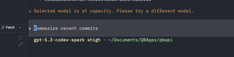 NAMANKHATOR's tweet photo. Is anyone else using "gpt-5.3-codex-spark"?
Seems to be out of capacity.

@OpenAI @thsottiaux https://t.co/ZcPfacmFlU