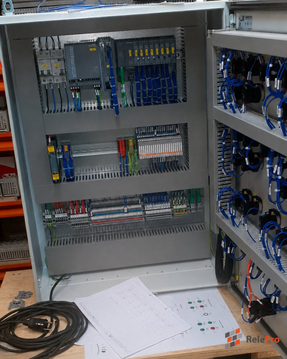 ReleProPLC's tweet photo. ⚙️ Nuestro cliente nos envía estas fotos de un cuadro compacto con periferia descentralizada ET200SP y fuente SITOP.
Soluciones pensadas para ofrecer rendimiento, orden y máxima fiabilidad con @siemens_es.
#Siemens #ET200SP #SITOP #AutomatizaciónIndustrial #Industria #RelePro https://t.co/aT2uoUHPok