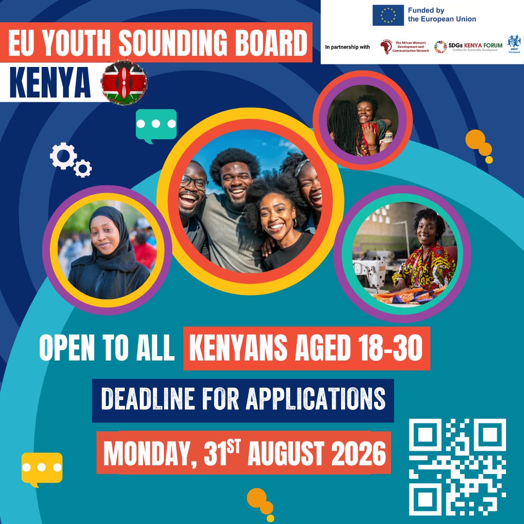 EUinKenya's tweet photo. Are you a young leader passionate about strengthening the voice of young people in Kenya?

The #EUinKenya Kenya is inviting applications for the second cohort of the EU Youth Sounding Board (YSB).

Deadline:  31 August 2026, 11:59 p.m. (NBI).

https://t.co/oRDmFgMGGT https://t.co/m3CqR7kF7b