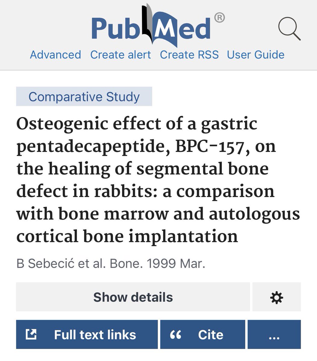 HealthyAlfred's tweet photo. BPC-157 grew back bone that was physically sawed out of a leg.

not cracked. not fractured. SAWED OUT. 0.8cm. removed. gone.

controls never healed. gap stayed open. permanent.

BPC-157 grew it back. matched surgical bone grafts. published.

(PMID: 10071911)

let that hit you. a stomach peptide matched a $20,000 surgery. for nanograms.

and bone was EASY for it:

→ nerve cut in half — REGREW (19903499)
→ heart flatlined — RESTARTED (23327997)
→ spine crushed — 360 DAYS (31266712)
→ knee — REBUILT from water (20225319)
→ 7 organs dying — ALL REVERSED (PMC8533388)

this wasn’t a rat. RABBIT. larger animal. denser bone. closer to you.

zero lethal dose. zero side effects. 30 years. $100.

15 amino acids. your stomach already makes it.

🧵 how I take it + source in the comments ↓