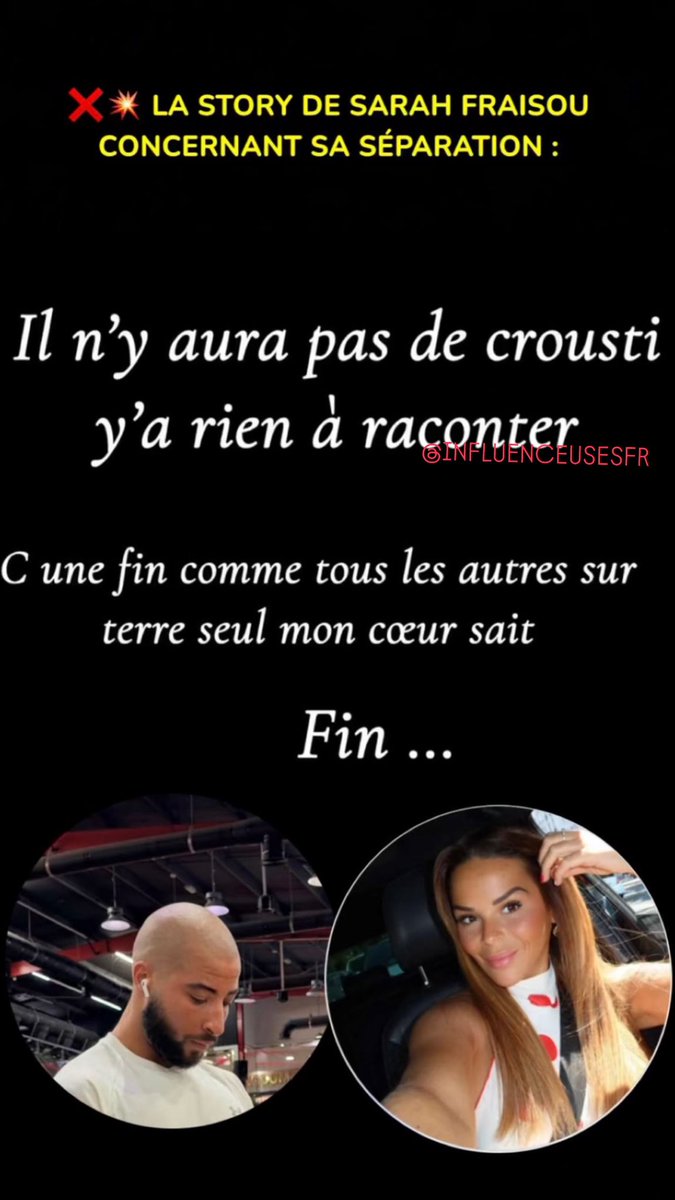 influenceusesFR's tweet photo. C’est bon elle et ses séparations tout les 4 matins 🫠

#sarahfraisou https://t.co/zSkvWJ6OtS