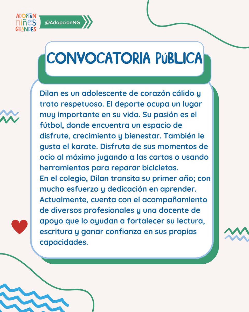 AdopcionNG's tweet photo. Dilan tiene 13 años y busca una familia que viva en la provincia de Córdoba, que pueda ofrecerle un entorno afectivo, estable y de acompañamiento. https://t.co/GZ2MI7Uxbm