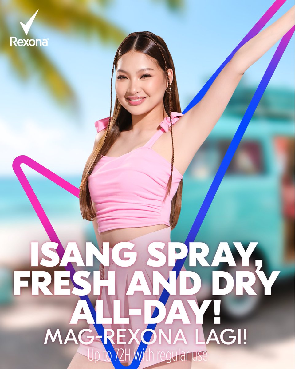 Rexona_PH's tweet photo. No chill sa itinerary? Fresh pa rin! BINI Colet stays fresh and dry all day with just one spray. (Up to 72H with regular use.) Mag-Rexona lagi!
#FreshnessPitCheck #RexonaPH #RexonaPhilippines #BINIxRexona https://t.co/ZvS1Yqq8uY