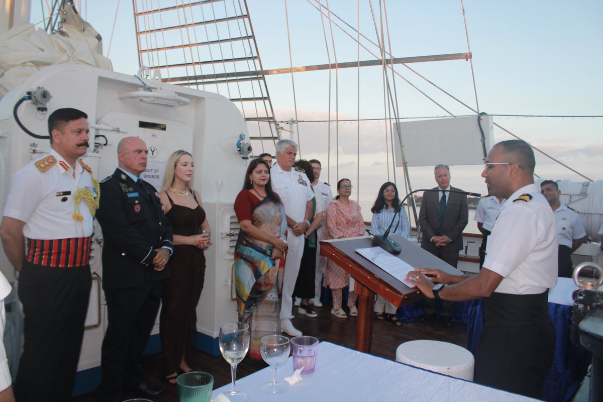 indiannavy's tweet photo. #Lokayan26

Sailing Strong, Building Bonds 🇮🇳🤝🇵🇹

#INSSudarshini concluded her port call at Ponta Delgada, Azores, on #16Aug 26 and has set sail for Lisbon. 

The visit featured professional & cultural engagements, including deck receptions onboard NRP Sagres and #INSSudarshini, further strengthening maritime cooperation and bonds of friendship between India and Portugal.

#IndianNavy #BridgesofFriendship
#SagarYatra2026 #SailsofIndia

@SpokespersonMoD
@IndiainPortugal @MarinhaPT 

https://t.co/gpgSrAw195