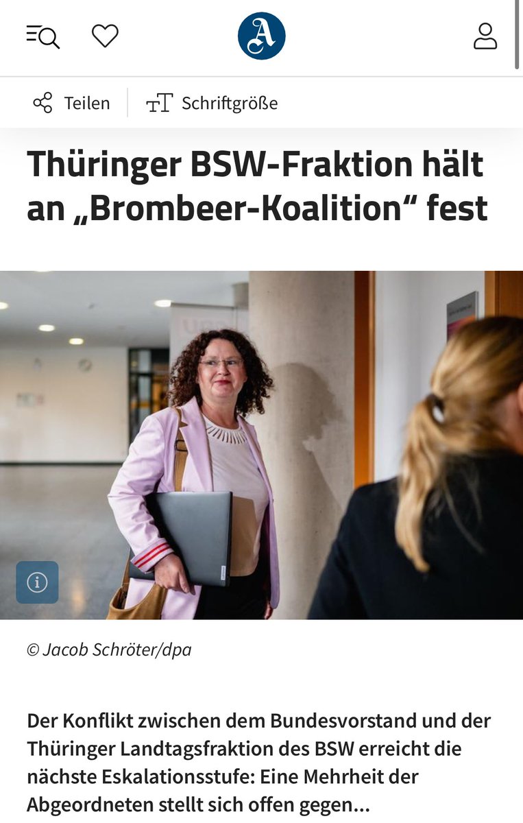 rosenbusch_'s tweet photo. Einstimmig in den Untergang.

Dabei hätte man sich nur Katja Wolfs Corona-Regime als OB in Eisenach ansehen müssen, um zu wissen was da rauskommt.

Das gilt für so gut wie alle autoritären Lockdowner und Impffreaks in den BSW-Vorständen: nichts selbst aufgearbeitet, nichts gelernt, Motive der Wähler nicht verstanden.

https://t.co/VyaMaQAfHB