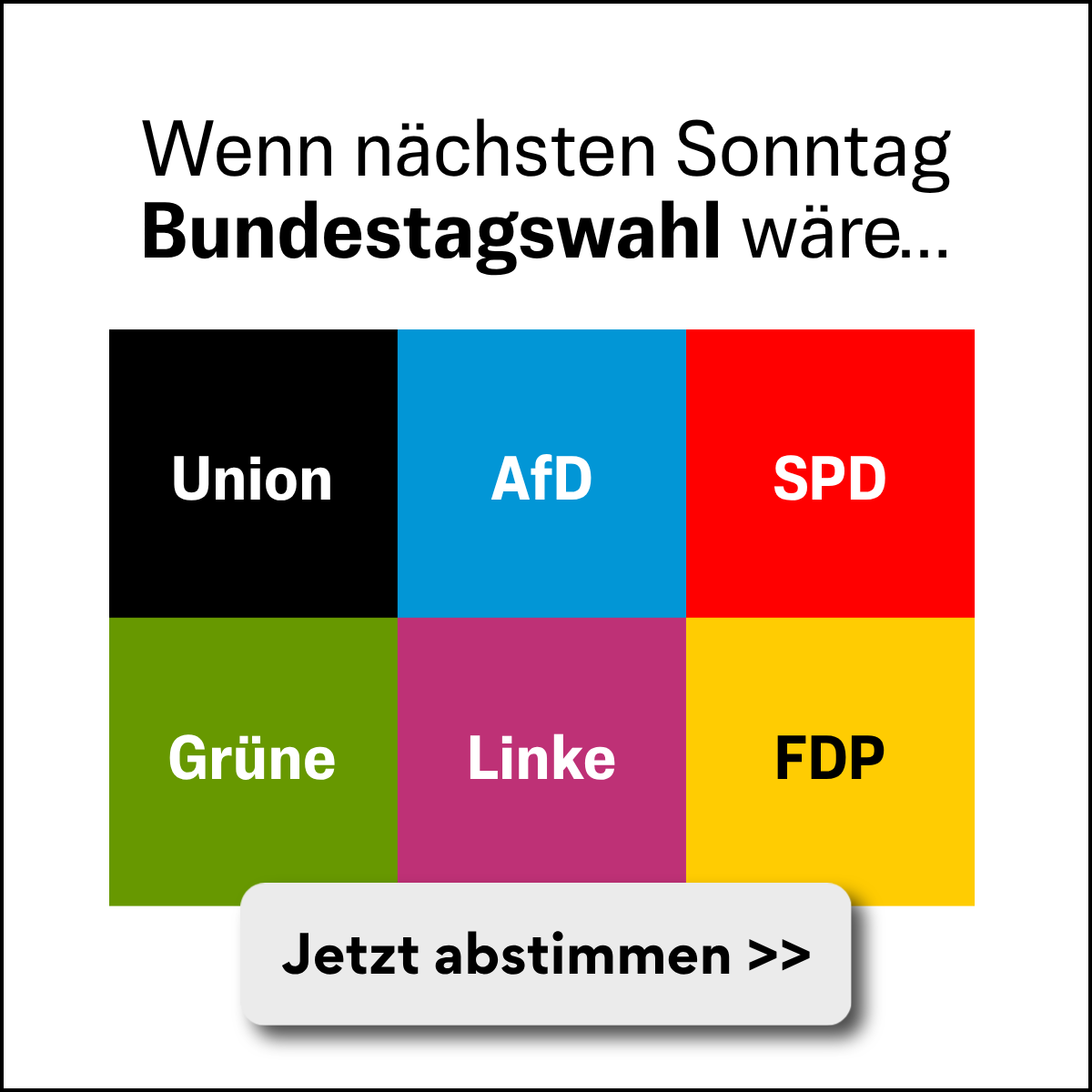 EpochTimesDE's tweet photo. Wenn nächsten Sonntag Bundestagswahl wäre: Was wäre für Sie entscheidend?

Nehmen Sie an unserer kurzen Umfrage teil und sagen Sie uns, was Ihnen wichtig ist.
