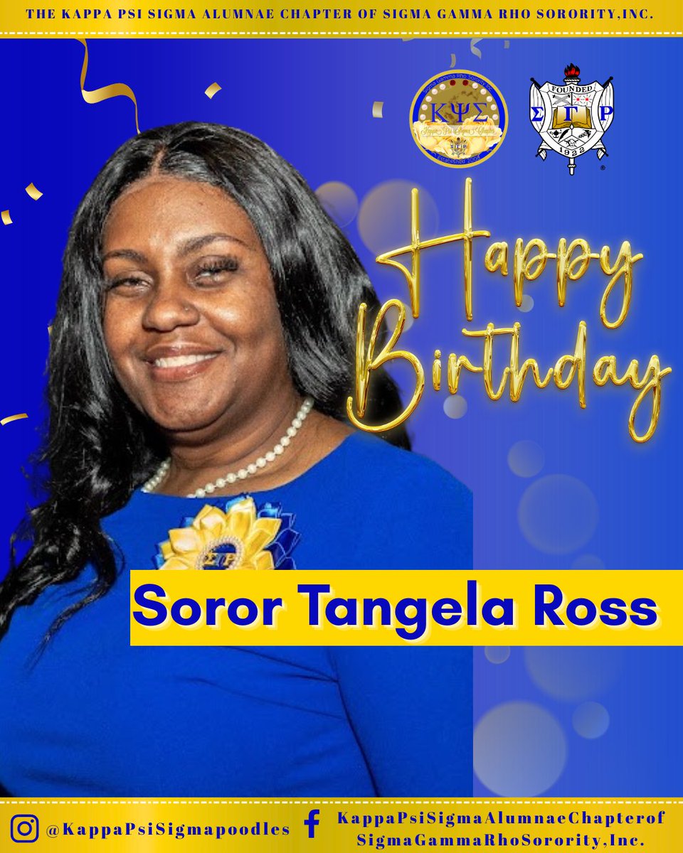 KPS_GradSGRho's tweet photo. #POODLEPAUSE 🎉🥳
Let's take a moment and wish Soror Tangela Ross💙💛 a #Rhoyalblueandgold birthday! #Greaterservice #SigmaShoutout #12levelsofgreatness #RHOYAL Instructor #11 https://t.co/43ZX9jLqfS