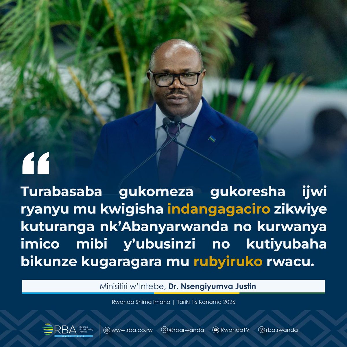 rbarwanda's tweet photo. Minisitiri w’Intebe, Dr. Nsengiyumva Justin, yibukije amadini n'amatorero uruhare rwayo mu guhindura imibereho y’abaturage, harimo no kurwanya ubusinzi n’ubwomanzi. #RBAAmakuru #RwandaShimaImana #TwajeGushima

➡️ https://t.co/gdjLKZFky9 https://t.co/hufp5Vdeve