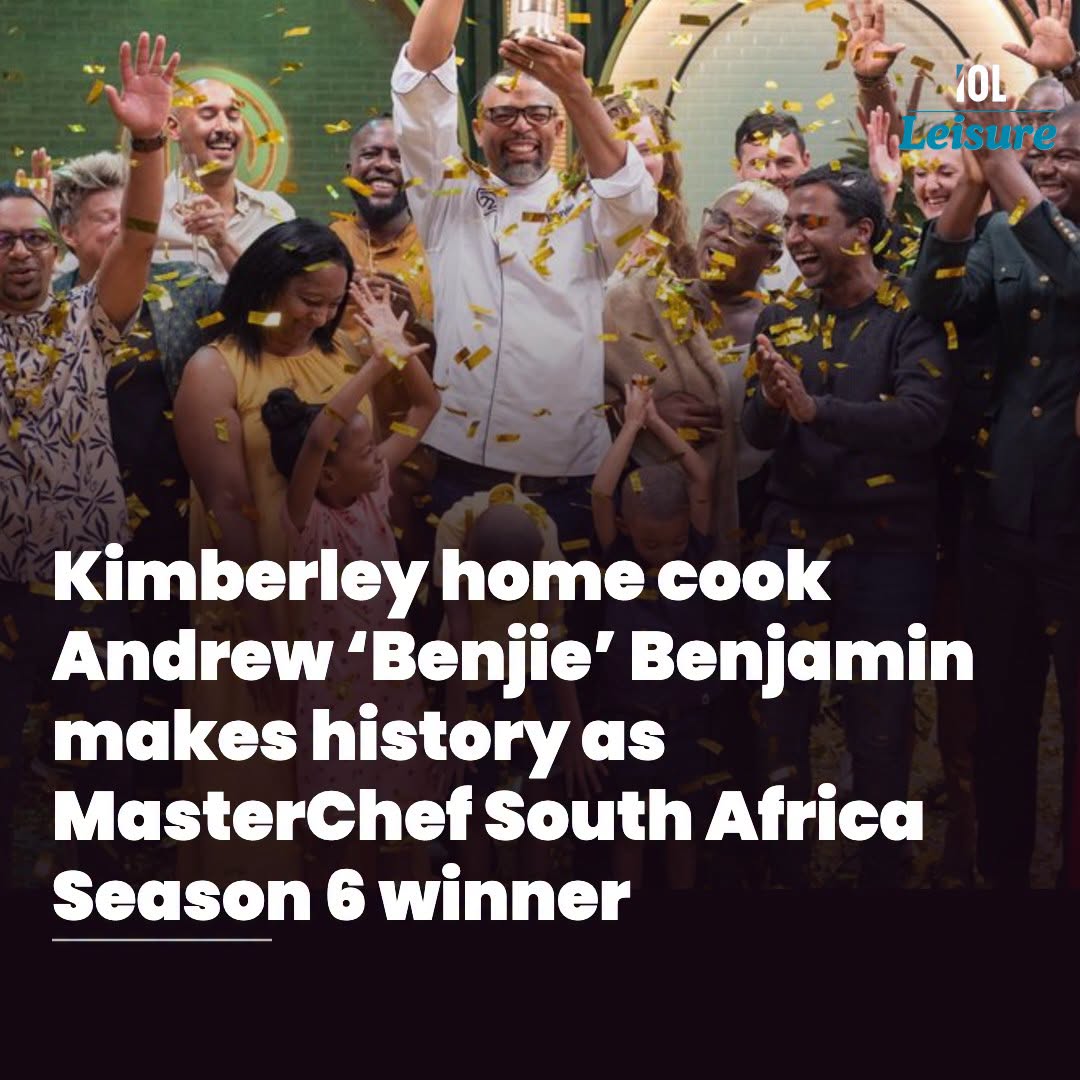 IOL's tweet photo. Andrew “Benjie” Benjamin has made MasterChef South Africa history after being crowned the winner of Season 6. @IOL_Leisure 
Read on https://t.co/rvJwp8xNCJ
#entertaiment #MasterChefSA #AndrewBenjamin #SouthAfricanTV #CookingCompetition https://t.co/RlFFElpNsk
