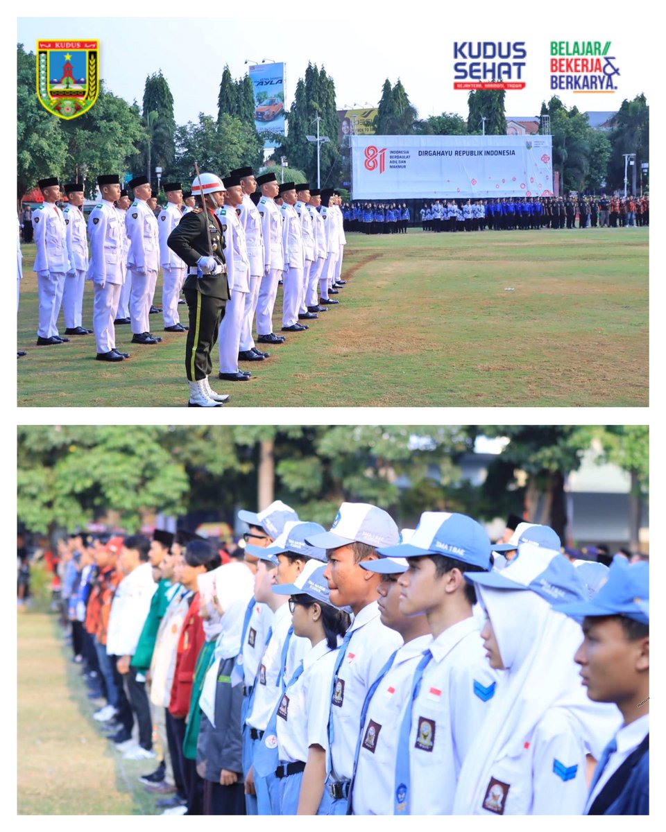kuduspemkab's tweet photo. Semangat nasionalisme dan cinta Tanah Air kembali terasa dalam Upacara Penurunan Bendera (Aubade) dalam rangka HUT Ke-81 Republik Indonesia. Bupati Kudus Sam’ani Intakoris bersama Wakil Bupati Bellinda Birton dan jajaran Forkopimda mengikuti upacara https://t.co/xU5aPZDTWi