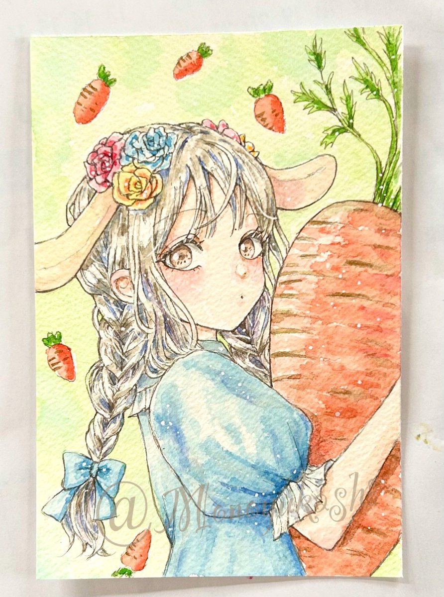 tohokami1118's tweet photo. やっと...できた🥕
うさみみ🐇💕
#透明水彩
#etherealart
#watercolor
#japaneseillustration https://t.co/pLtUlUwmsy