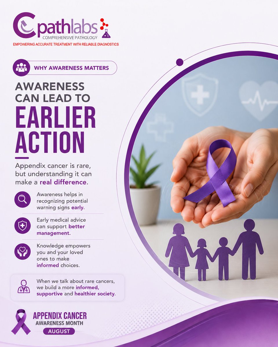 cpathlabs's tweet photo. Small organ. Rare cancer. Important awareness. 💜

This August, C Pathlabs is raising awareness about Appendix Cancer

Let’s spread awareness, encourage informed conversations, and take our health seriously.

📞 For more information: 9160044424
🌐 Visit: https://t.co/HLOsC5eeH7 https://t.co/yXf3aUzZKq