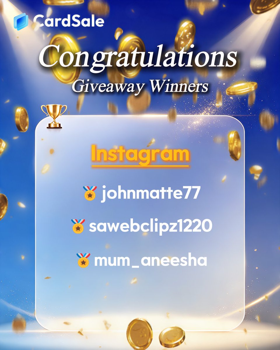 CardSale_App's tweet photo. 🎉 THE WINNERS ARE HERE!
A massive THANK YOU to our amazing family! 🥳

🎊 You guys are the real MVP!

To all winners, please send us a direct DM within the next 5 days to receive your reward! 💰
#CardSale #GiveawayWinners #NairaCash #GiveawayNaija #GiftCardTrading https://t.co/zRIYVTY1iN