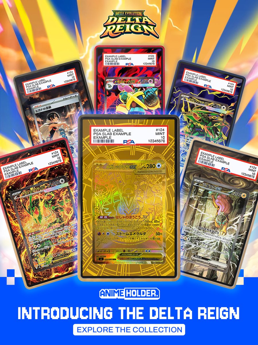 animeholdercard's tweet photo. Level up your display game. 🔥🔥🔥

⚡ THE DELTA REIGN is officially live. Premium protection meets iconic design for your top-tier collection.⚡️

Which slab are you framing first? 👇

Link in bio to shop now!

#AnimeHolder #DeltaReign #pokemontcg #pokemon #pokemoncollection https://t.co/JOVG3rkhRL