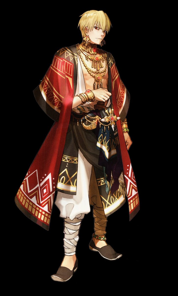 G1llgamesh's tweet photo. Gilgamesh's Sumerian clothing in Fate/EXTELLA(link), illustrated by Wada Arco . https://t.co/lpXehQf4I9