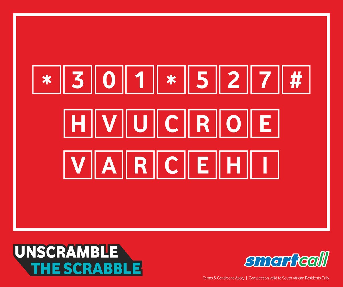 SmartcallVSP2's tweet photo. Fastest Fingers First!       

Unscramble the word correctly and you be the next Smartload funds winner!            

Comment your answer below. Winners will be randomly selected from correct entries!          
#WinWithSmartcall #Smartcall https://t.co/bUtliaCywT