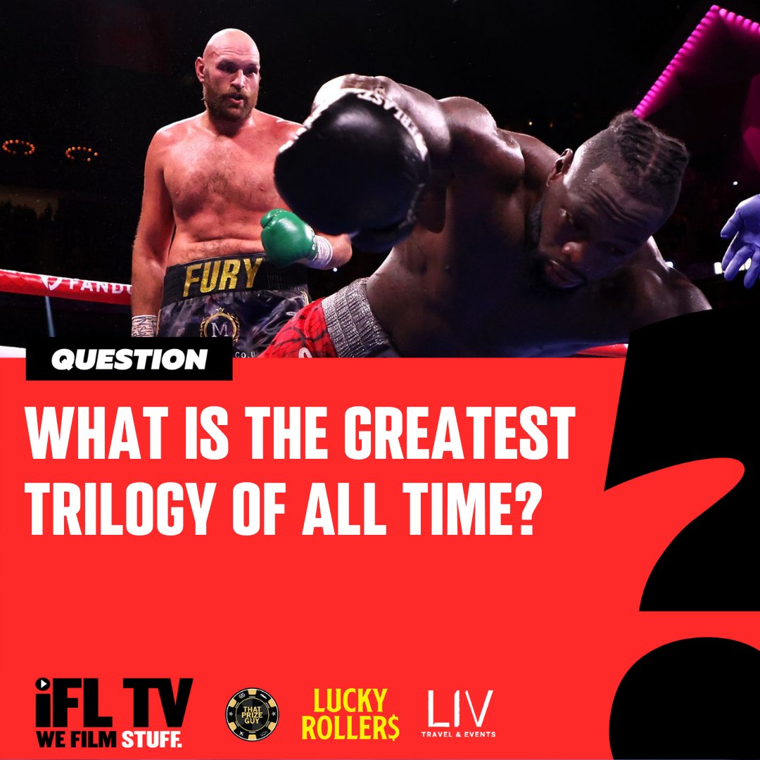 IFLTV's tweet photo. ❓ Ali vs Frazier
❓ Fury vs Wilder
❓ Gatti vs Ward
❓ Barrera vs Morales
❓ Other

What do you believe is the greatest boxing trilogy of all time? https://t.co/GSx4fwW1js