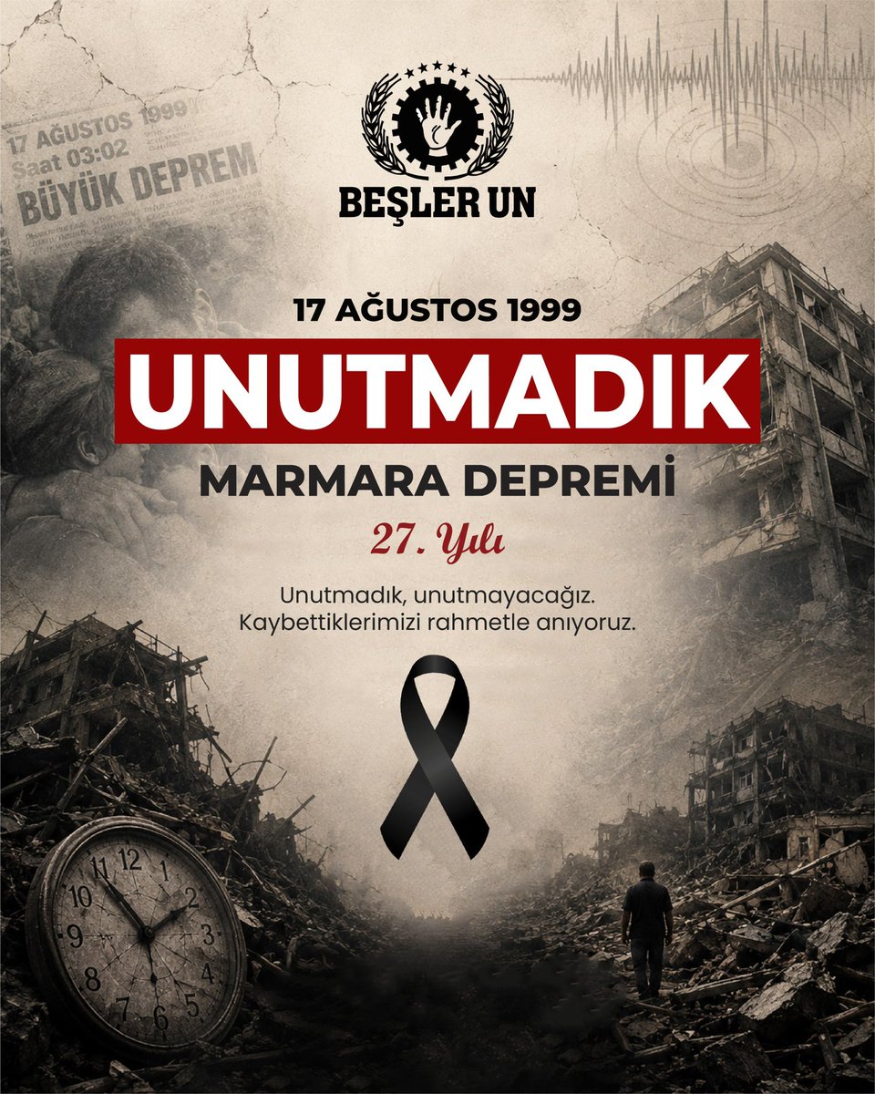 beslerun's tweet photo. 17 Ağustos Marmara Depremi'nin 27. yıl dönümünde hayatını kaybeden tüm vatandaşlarımızı rahmetle anıyoruz. 
#17Ağustos1999 #Unutmadık https://t.co/944QBJ6JzG