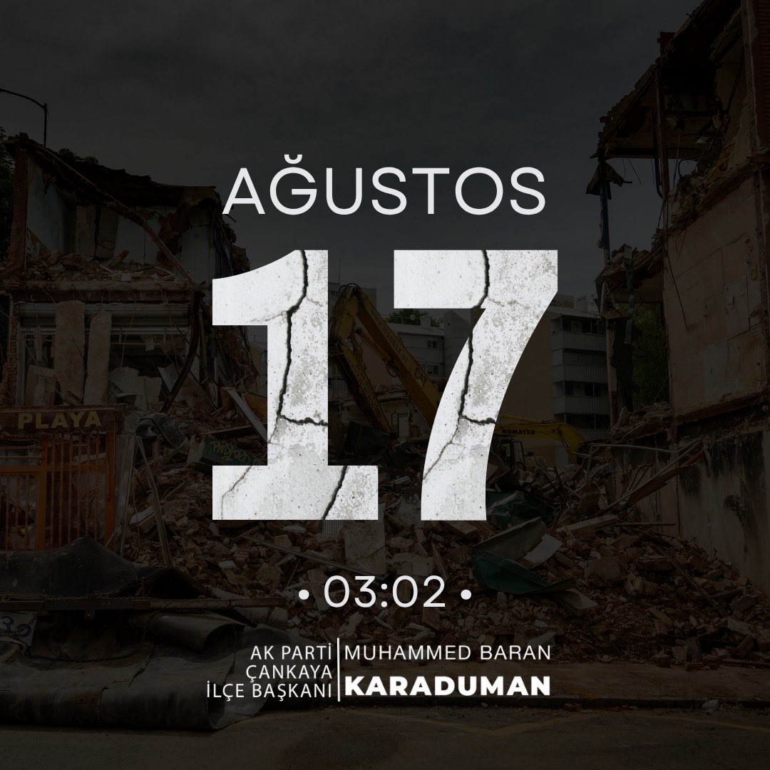 akcankaya's tweet photo. 17 Ağustos 1999 Marmara Depremi’nin 27’nci yıl dönümünde, hayatını kaybeden vatandaşlarımızı rahmetle anıyoruz.

Unutmadık. 

@Akparti @AkpartiAnkara 
@hakanhanozcan @KaradumanBaran https://t.co/ncRgNr4p8A
