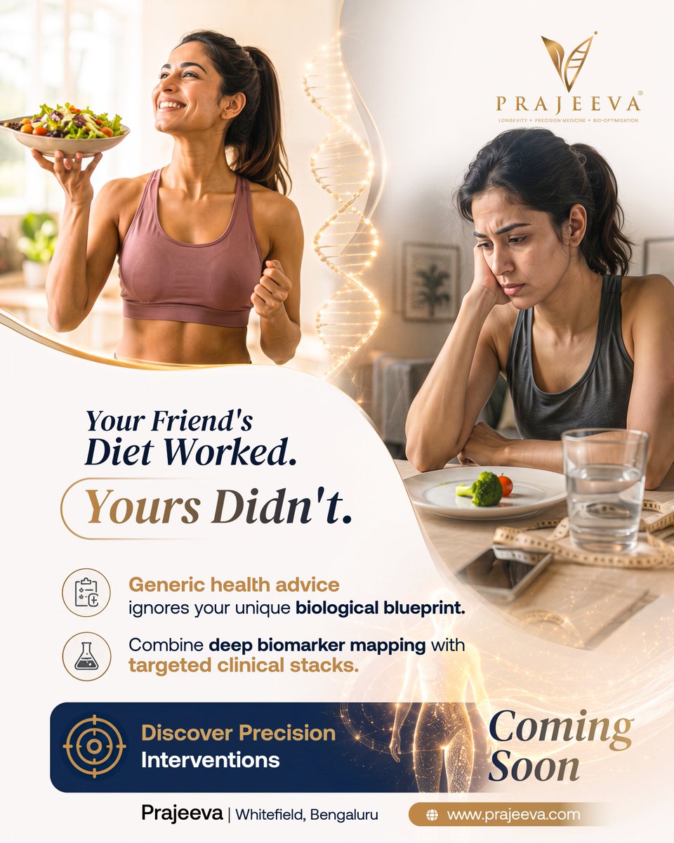PrajeevaHealth's tweet photo. Your friend transformed on a diet, but it ruined your energy. Generic advice ignores your unique biology. True vitality pairs Personalized Diagnostics + Targeted Clinical Stacks to optimize your cellular health with Prajeeva.
#PrecisionHealth #Prajeeva https://t.co/7XBu6e3WGH