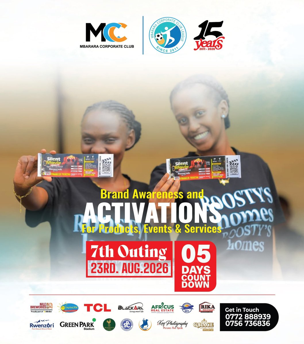 NinyeKamukama's tweet photo. ONLY 5 DAYS TO GO

The MCC League Week is HERE!!

This Sunday 23rd August 2026

#BrandAwareness
#7thOuting 
#NBLMCCLeagueSeason26 https://t.co/C7GE1b7MQ6
