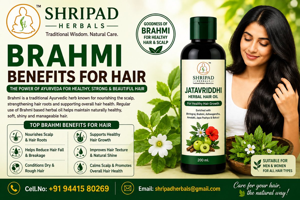 Tipsbunny's tweet photo. 🌿 What are the benefits of Brahmi for hair?

Discover how this traditional Ayurvedic herb is used for scalp and hair care—and why Brahmi is often combined with Bhringraj and Amla.

Read the complete guide from Shripad Herbals 👇
https://t.co/QYuToU9bS5 https://t.co/Iy4daP86ku