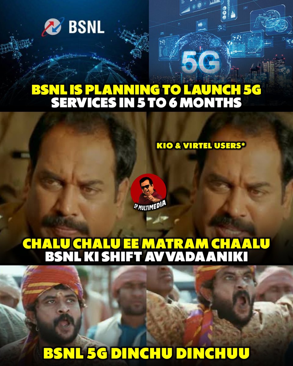SPC_Reviews's tweet photo. Bsnl 5g dinchu dinchuuu ❤️💥

#BSNL #BSNL5G #Airtel #Jio #VI #Telecom #Trending #Viral #SPMultimedia https://t.co/U9SS3ZjyA1