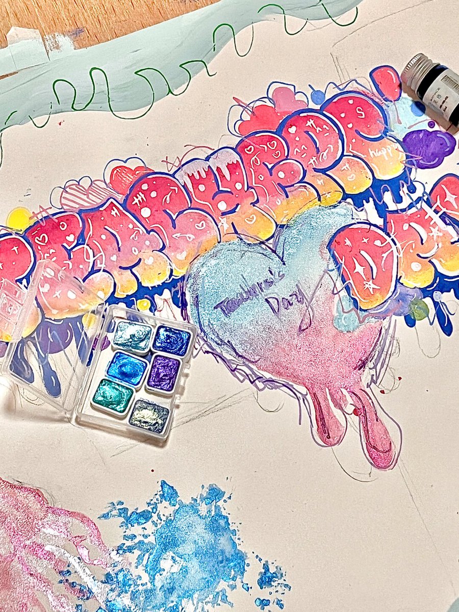 Lirine5's tweet photo. Try 5 mins of watercolor doodling daily! No fancy tools needed, just paper and a pen. Small steps = big creative fun for beginners. https://t.co/Epi6nsM7dy