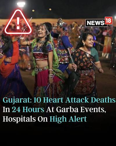 chiragbarjatya's tweet photo. Imagine, the entire year you never rose your heart rate above 120 and in garba you ended up dancing at 165-180 beats per minute non stop for hours, and to add, the humidity + dehydration - a perfect recipe for probable heart attack. 

If you are planning to take part and dance in Garba this Navratri, this post is for you. Every year there are cases of heart attacks during garba, you can search online. But why does it happen and what can you do to avoid it?

Read it carefully and follow step by step. 

> Garba starts around in around 8 weeks from today. If you never did any HIIT exercise, start practicing it today, runs, jogs or dance at slow pace and then increase gradually. 
> Get 2d echo test done.
> Get Treadmill stress test done. 
> Get lipid profile, Lp(a), hba1c also done. (this is available on my app, the pfc club)
> Drop excess weight, you can drop upto 6kg easily in next 8 weeks

Otherwise, you will end up risking your life unnecessarily. Garba is a very HIIT activity and you must be ready for you. Don't do it all of sudden. 
And if you think or feel this is some anti hindu post, please add mental health checkup as well to the list.