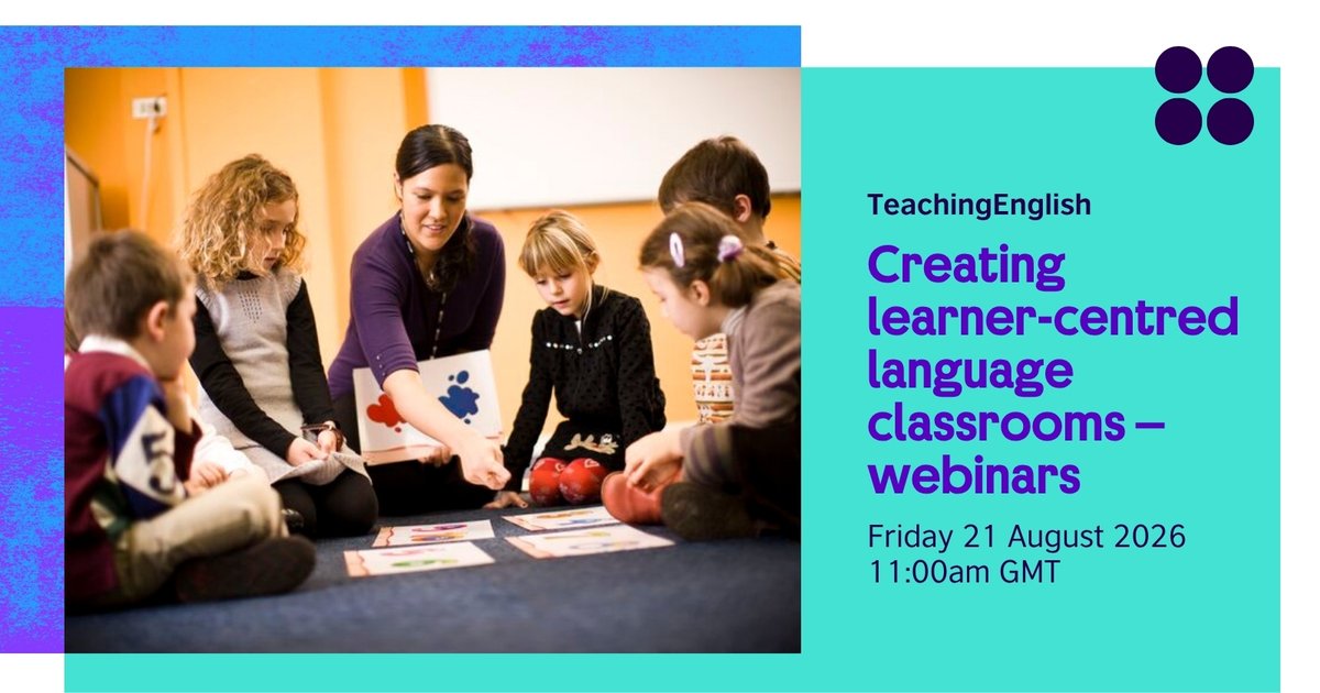 UKinCameroon's tweet photo. Join these TeachingEnglish webinars on Friday 21 August from 11am GMT to explore practical ways to create learner-centred language classrooms that build participation, confidence and learner autonomy.
https://t.co/mclyuyqZZG

How do you build student autonomy in your lessons? https://t.co/e2xF2VoFnV