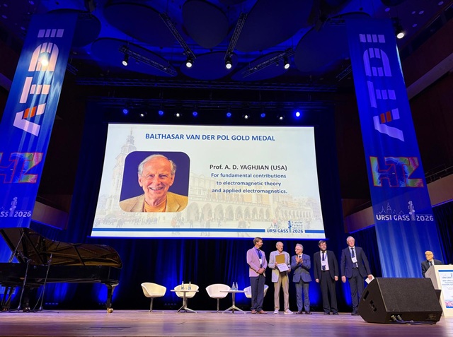 ATDI's tweet photo. Highlight from URSI GASS 2026, Kraków. ATDI is proud to sponsor this leading international radio science event. Congrats to Prof. A. D. Yaghjian (USA), awarded the Balthasar van der Pol Gold Medal for fundamental contributions to electromagnetic theory &amp; applied electromagnetics. https://t.co/Enf2uMDLB3
