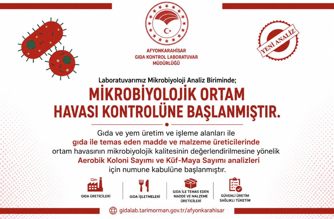 AfyonGKLM's tweet photo. Laboratuvarımız Mikrobiyoloji Analiz Biriminde; gıda ve yem üretim/işleme alanları ile gıda ile temas eden madde ve malzeme üretim ortamlarının mikrobiyolojik kalitesinin değerlendirilmesinde Aerobik Koloni Sayımı ve Küf-Maya Sayımı analizleri için numune kabulüne başlanmıştır. https://t.co/cGV3w6CRXD