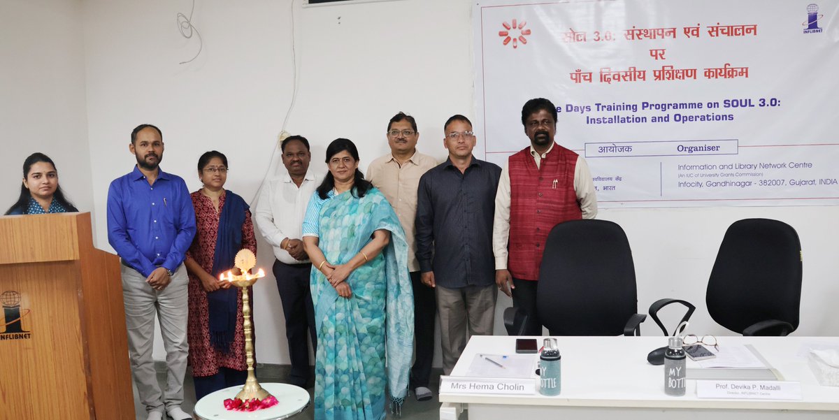 INFLIBNET's tweet photo. The 184th 5 Days Training Programme on “SOUL 3.0: Installation and Operation” is being organised at @INFLIBNET, from 17-21 August, 2026. Prof. Devika Madalli, Director, @INFLIBNET, inaugurated the training program. A total of 18 participants are attending the training programme. https://t.co/NOMVU2AIh6