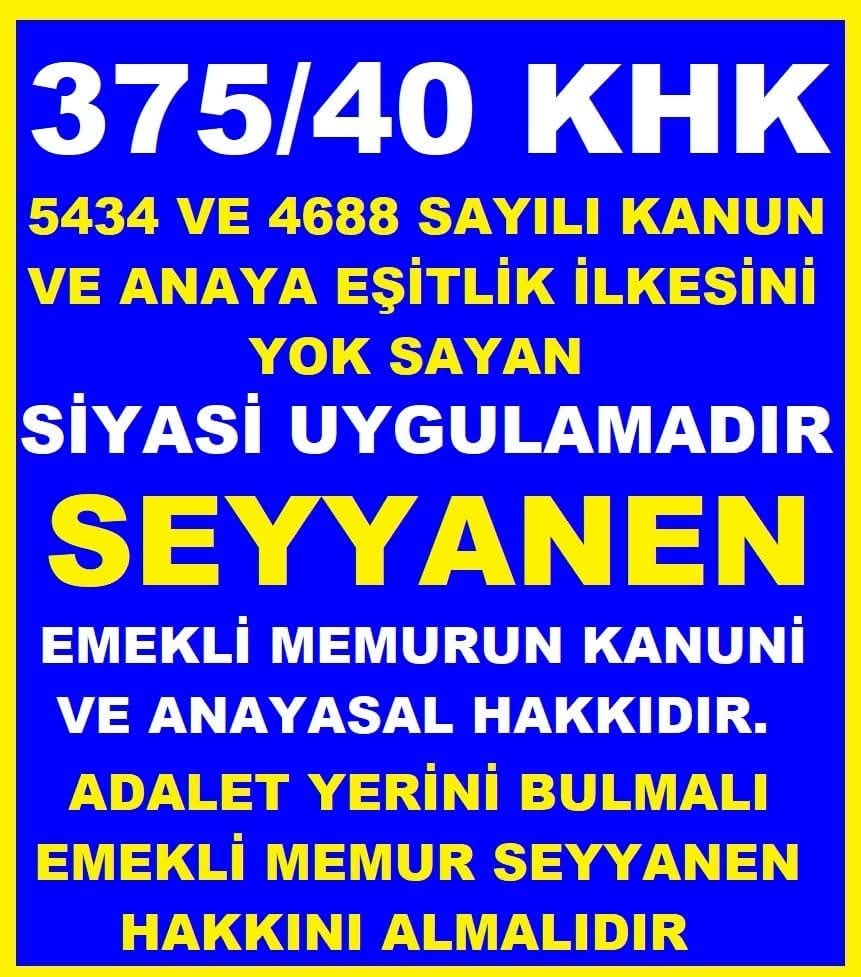 elkap_necla's tweet photo. @AykaGermany @RTErdogan @dbdevletbahceli @Akparti @MHP_Bilgi Emekli Sandığı  kanunlarına göre Memura verilen zamlar #EmekliMemur ada verilmek zorundadir. 
2023 temmuzda Memura verilen Seyyanen Zam Memur Emeklisine ödenmedi hakkımız gasp edildi. Yasal kanuni hakkımızı
#MemurEmeklisineAdalet arıyoruz.
@AYMBASKANLIGI https://t.co/AO5ioDW8Pz