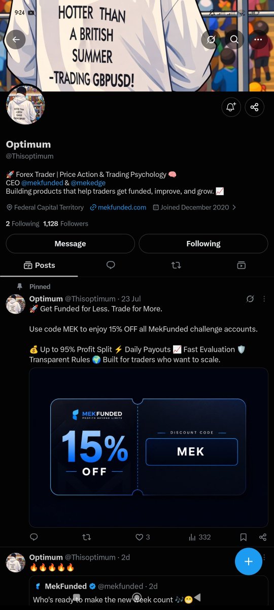 Hustler_A3's tweet photo. @khaleepsonfx @mekfunded @mekedge @Thisoptimum Done https://t.co/UwInxhdqDB