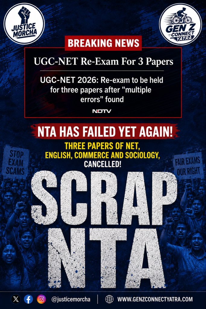 priyesh_inc's tweet photo. Enough is enough.
NTA MUST BE SCRAPPED.
#ScrapNTA #JusticeMorcha #GenZConnectYatra #UGCNET https://t.co/7t6H8SNuKE