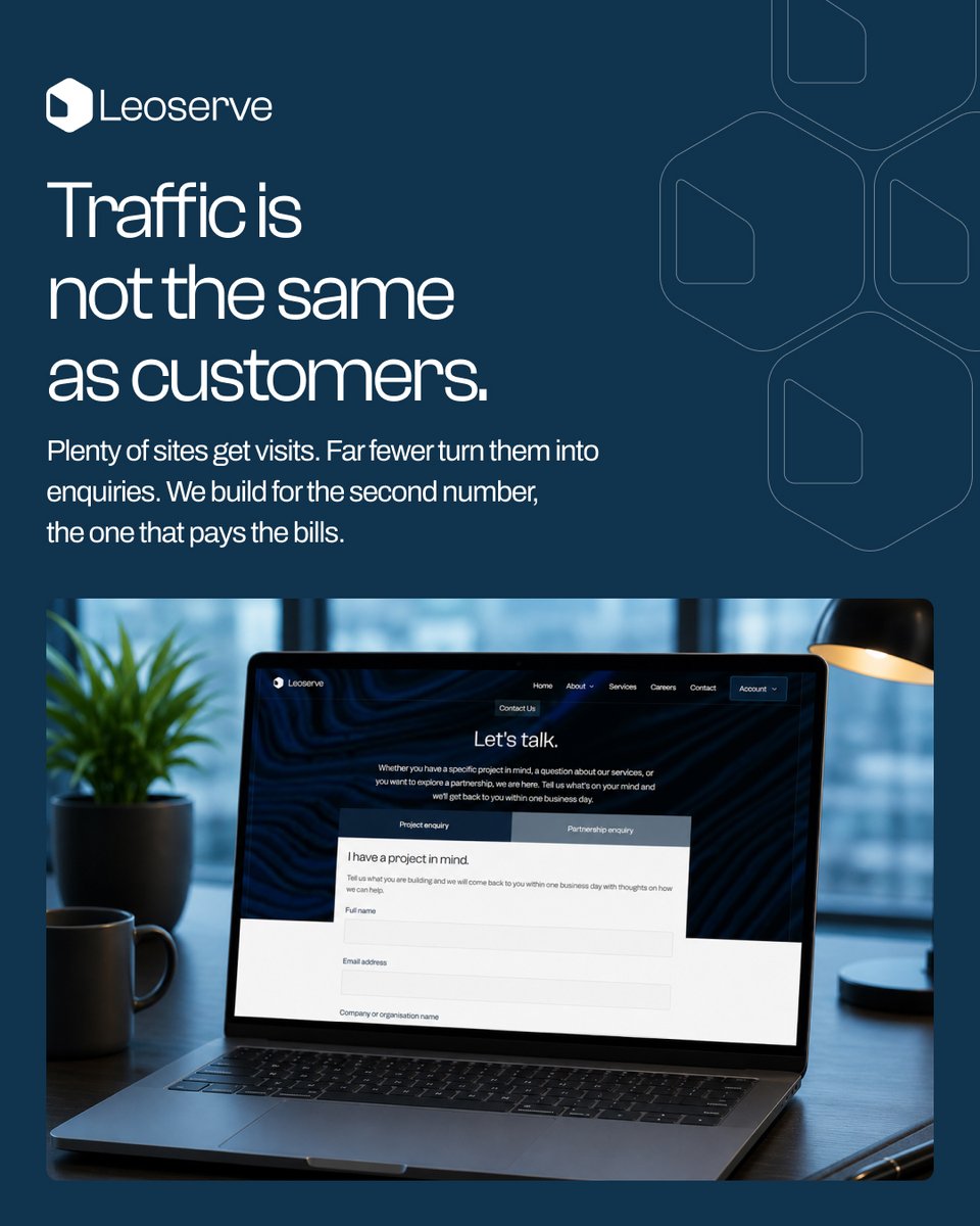 LeoserveInc's tweet photo. A busy website can still be a broken one.

Visits feel good on a report, but traffic doesn't pay salaries. What matters is how many visitors turn into real quotes and customers.

We build sites tuned for conversions.

#ConversionRate #Leoserve https://t.co/eWB9wwj9iY