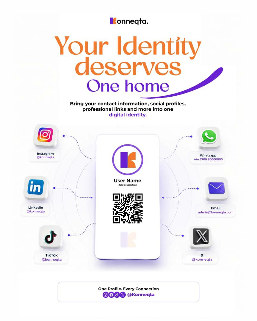 Konneqta's tweet photo. Looking for a home for your digital identity? 👀

Try Konneqta. https://t.co/m8NKsCBCpK 
Bring your social profiles, contact information and professional links into one simple digital identity.

One home. Every connection.
#Konneqta #DigitalIdentity #Networking #DigitalPresence https://t.co/5yXLbqOuPs