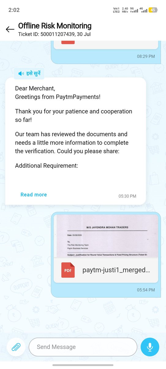 JayendraMohan's tweet photo. Extremely frustrated with @PaytmBusiness ! My merchant settlement is blocked. Ticket ID: 500011207439. Customer care promised resolution in 7-10 days, and the field agent said the ASM is informed, but still NO ACTION! All requested justification docs were uploaded days ago. https://t.co/9f7J8EAZX8